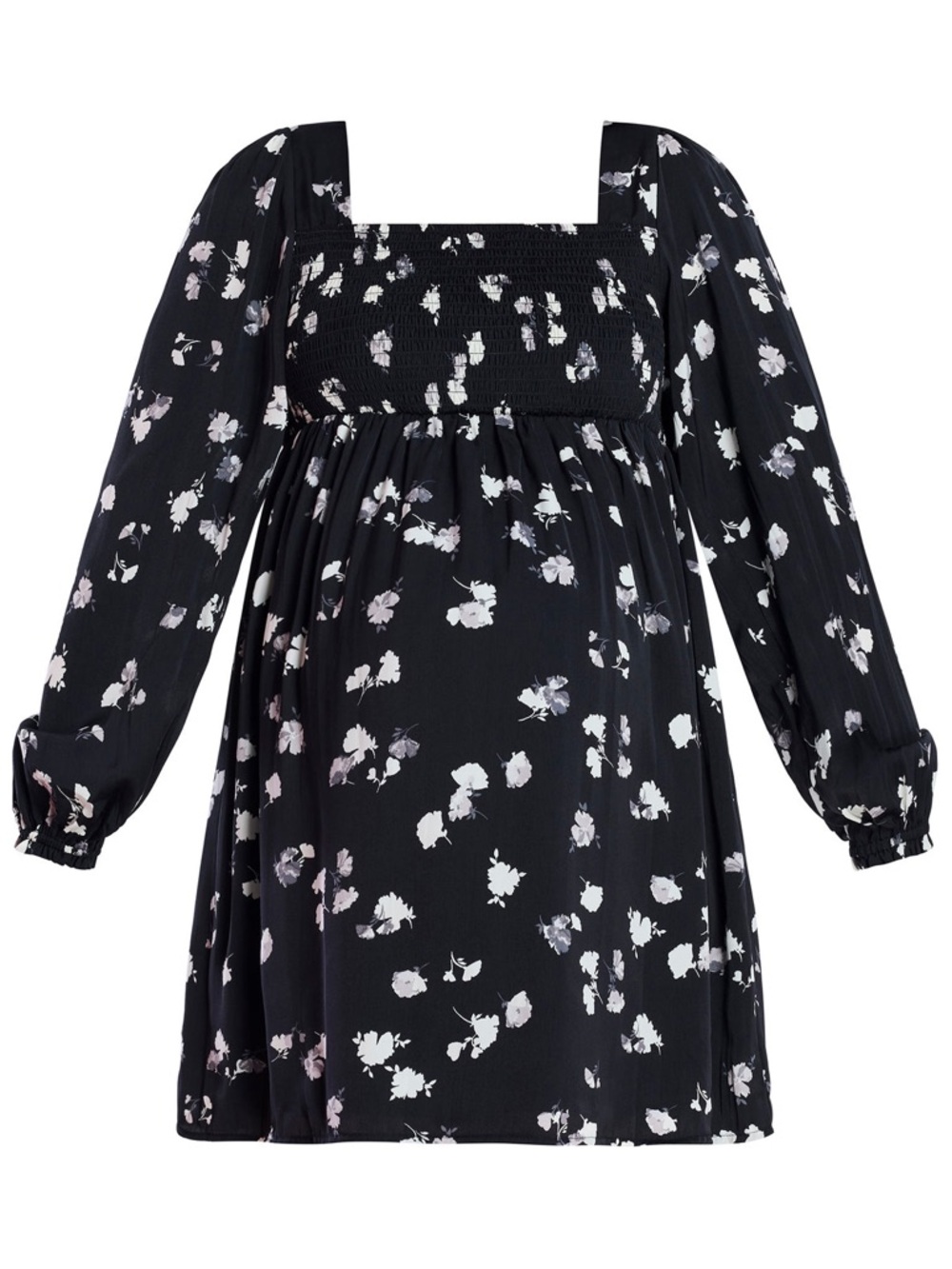 NWT Motherhood Maternity Smocked Floral Long Sleeve Babydoll Mini Dress XXL